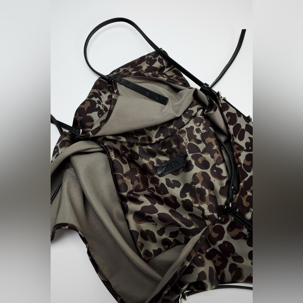 ZARA SATIN-EFFECT SHOPPER BAG - Leopard - Picture 3 of 4